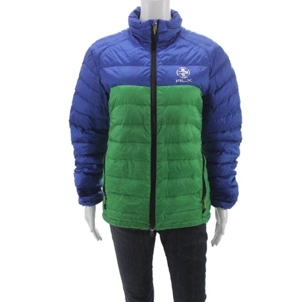 RLX Ralph Lauren Unisex Adults Blue Colorblock Down Basic Jacket Size S